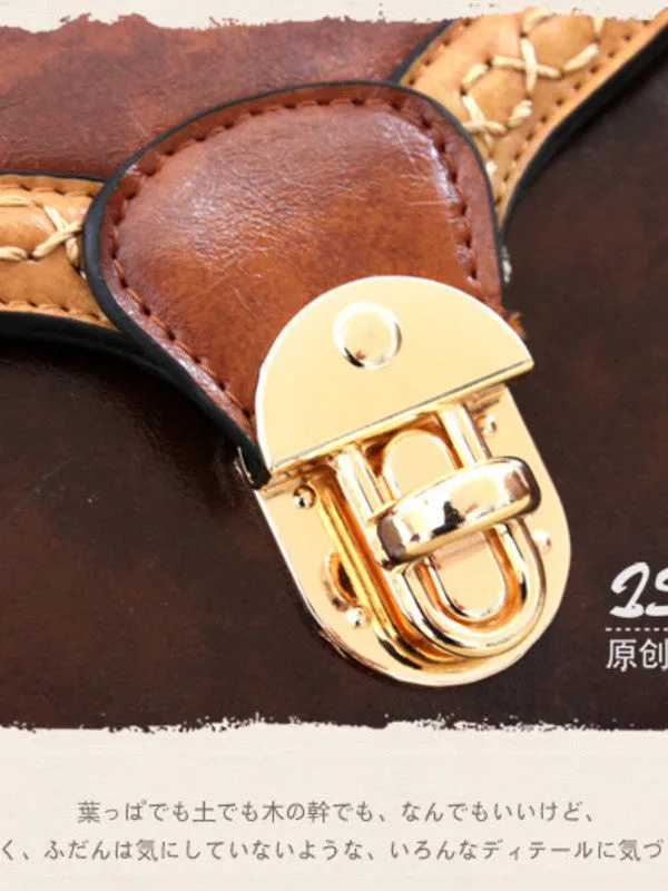 stitched smiley wide satchel