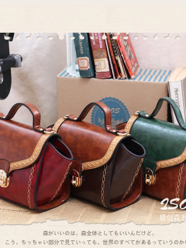 stitched smiley wide satchel