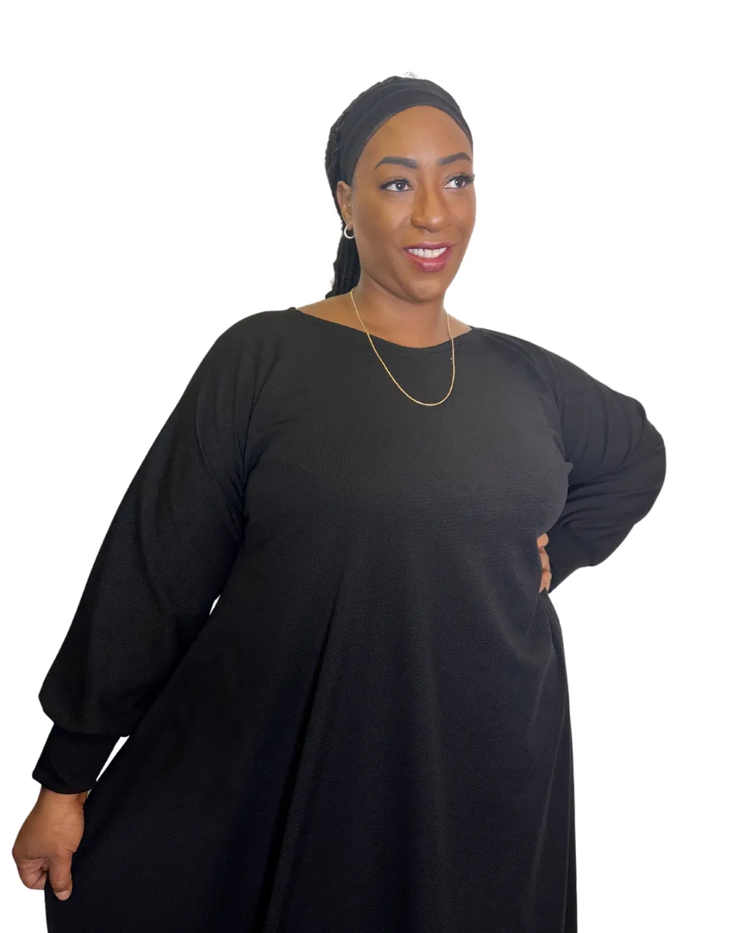STRETCH ALINE DENIM MAXI DRESS