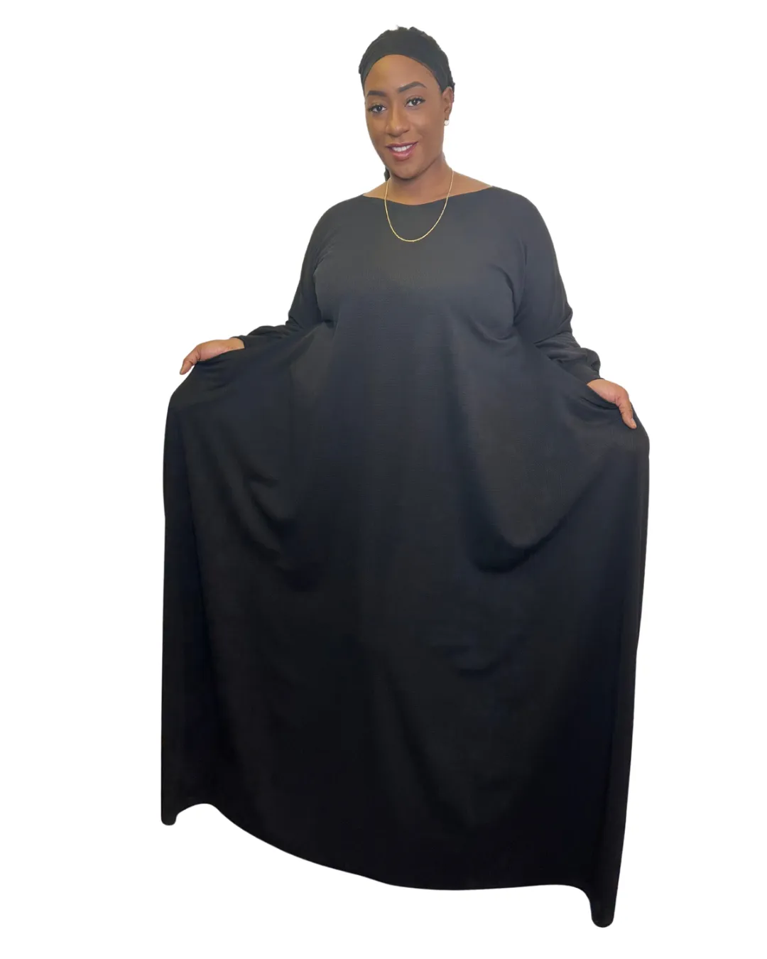 STRETCH ALINE DENIM MAXI DRESS
