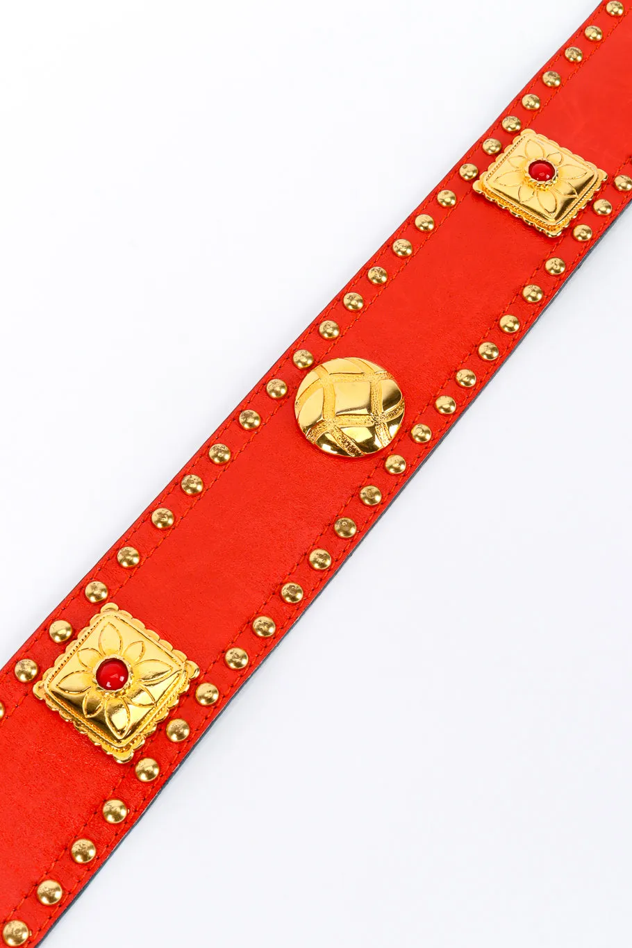 Studded Charm Leather Belt