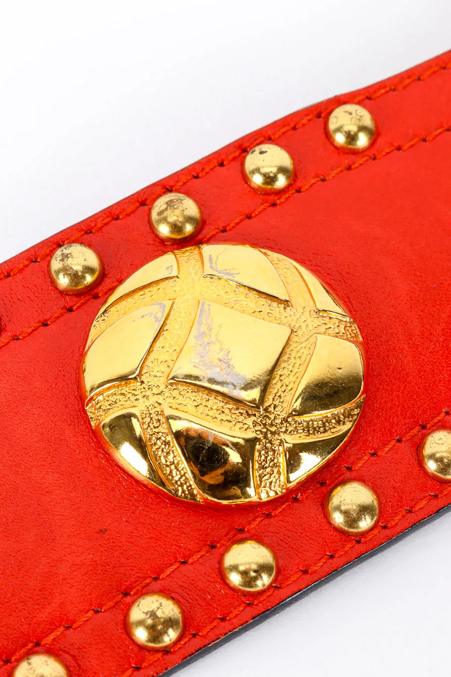 Studded Charm Leather Belt
