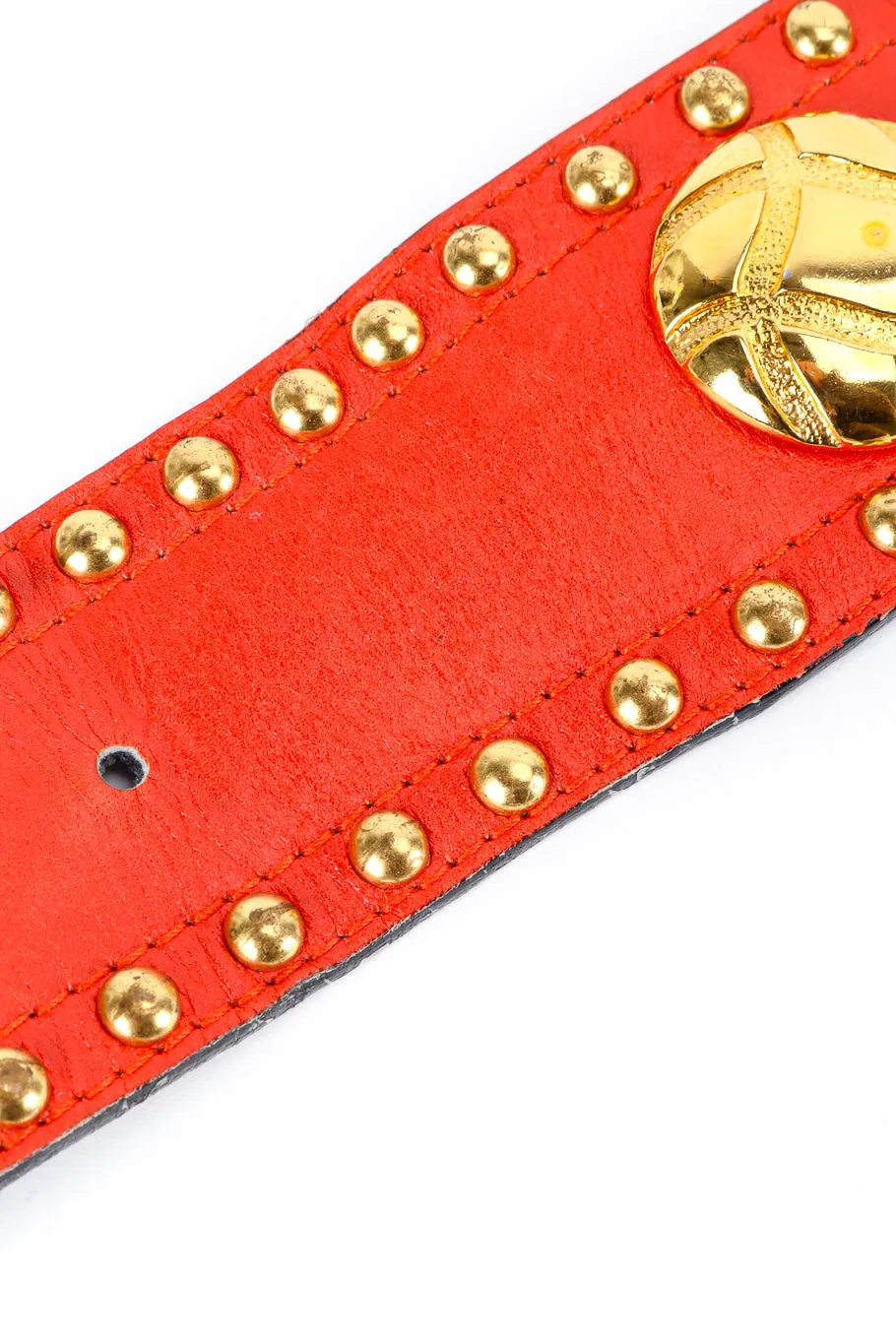 Studded Charm Leather Belt