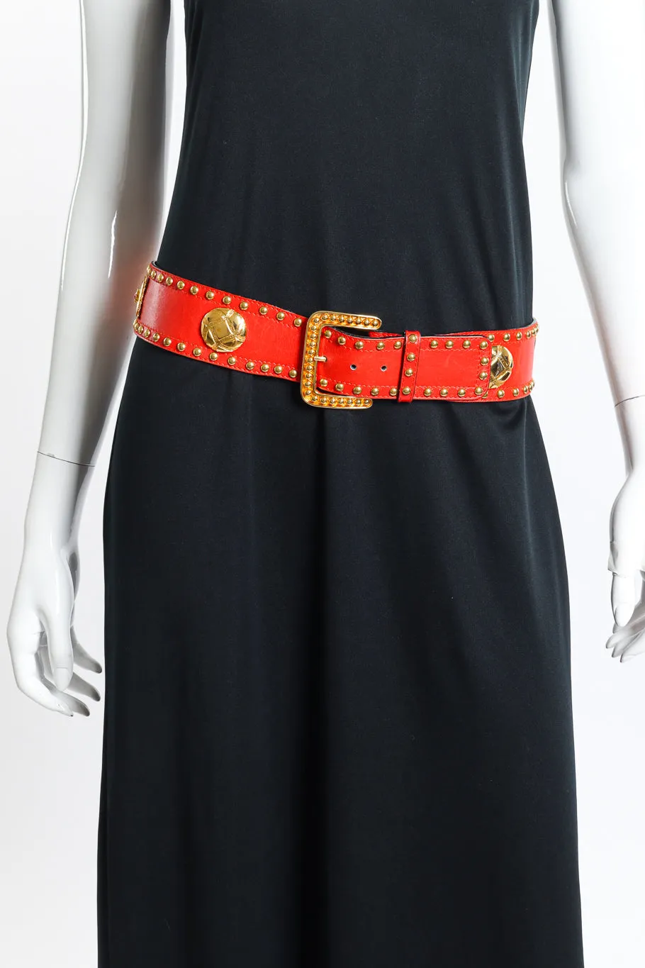 Studded Charm Leather Belt