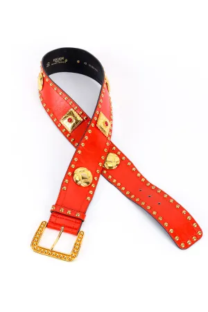 Studded Charm Leather Belt