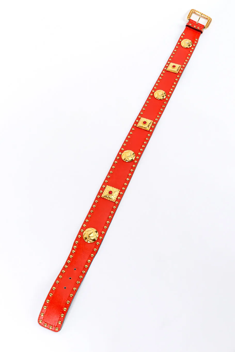 Studded Charm Leather Belt