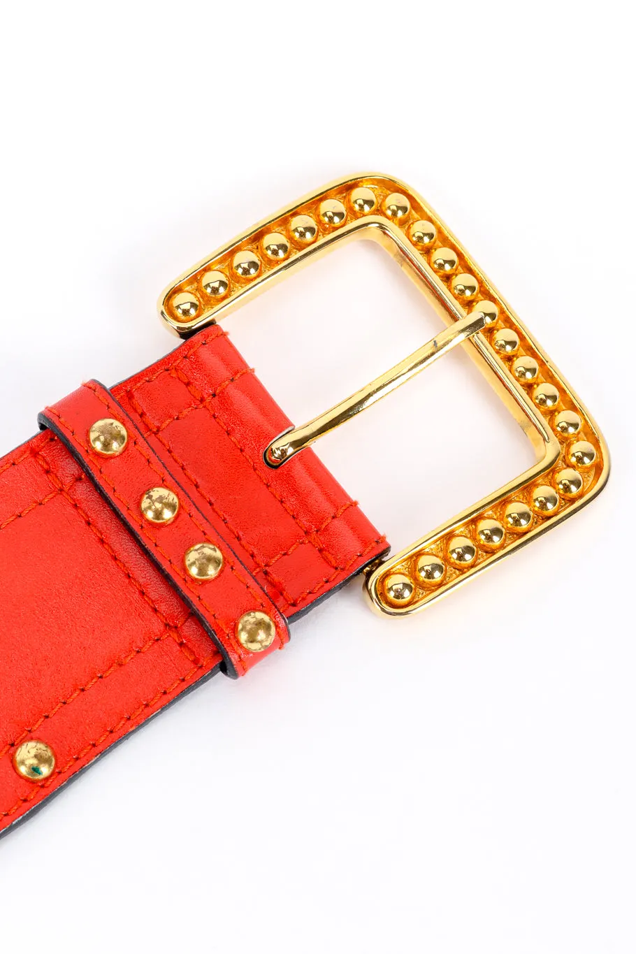 Studded Charm Leather Belt