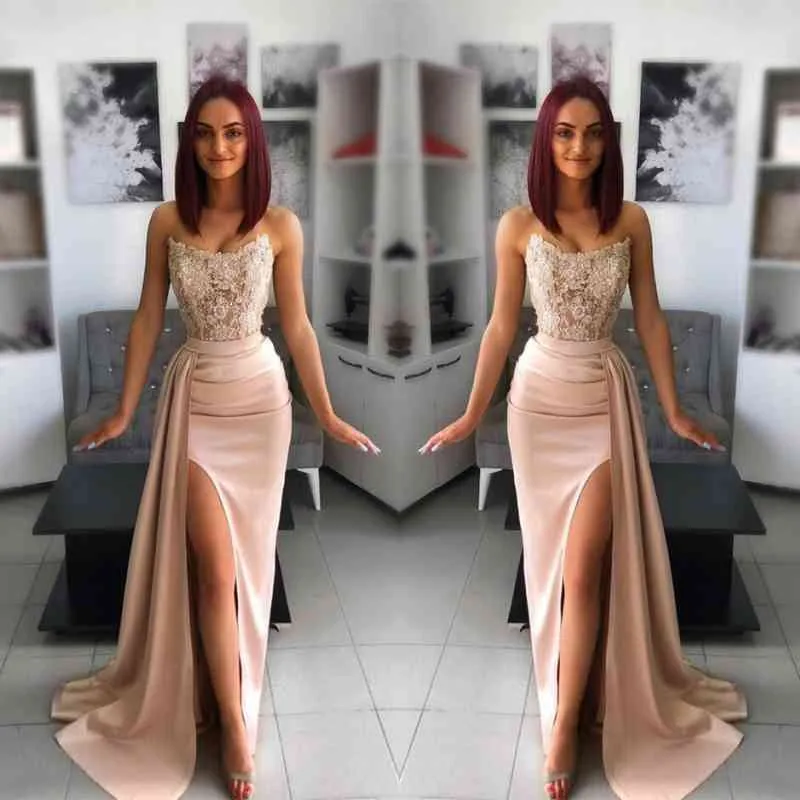 Stylish Pink Prom Dress with Applique Belt and Hollowed out Slit