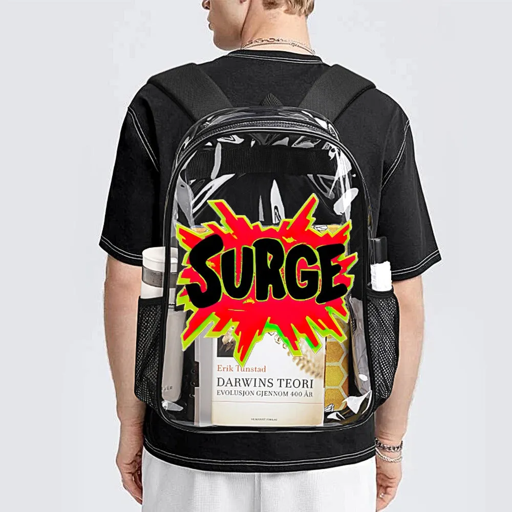 Surge Soda Logo Transparent Backpack 17 Inch