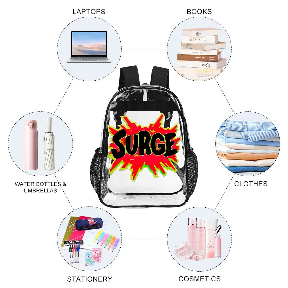 Surge Soda Logo Transparent Backpack 17 Inch