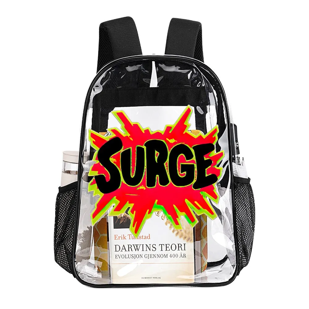 Surge Soda Logo Transparent Backpack 17 Inch