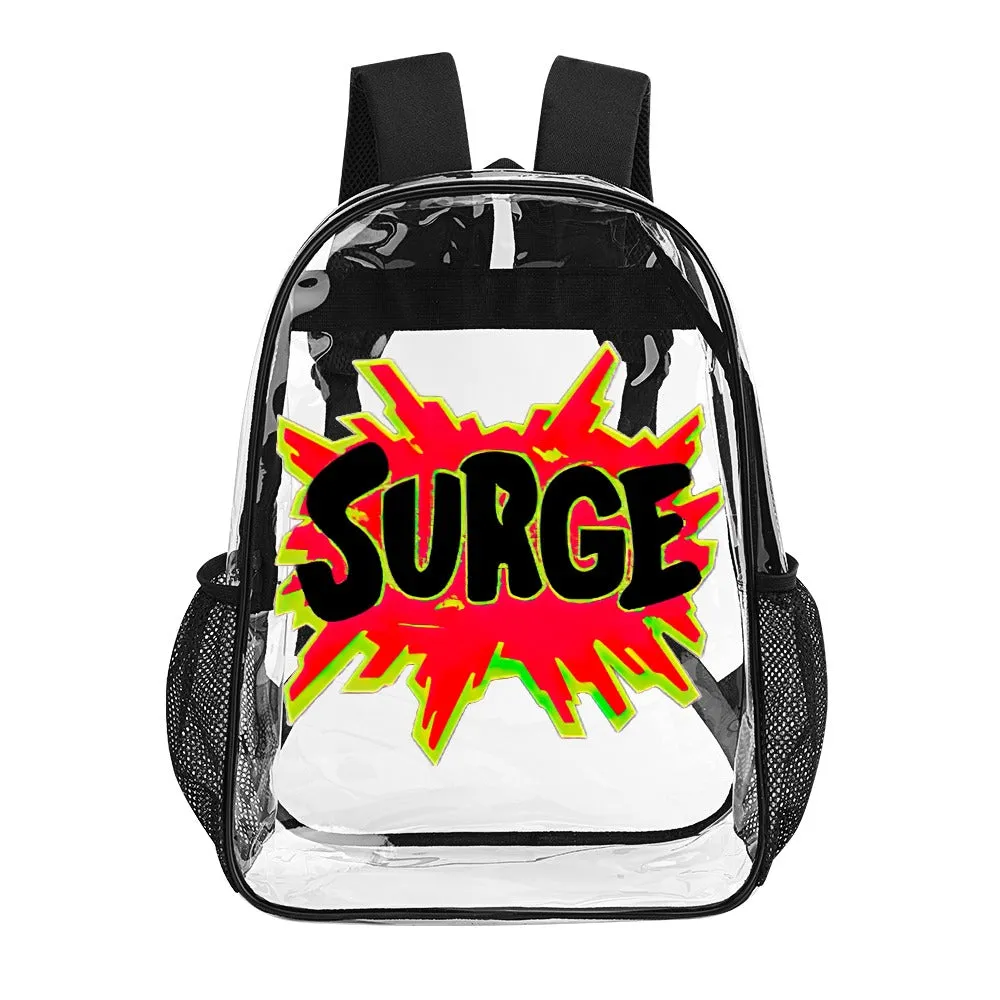 Surge Soda Logo Transparent Backpack 17 Inch