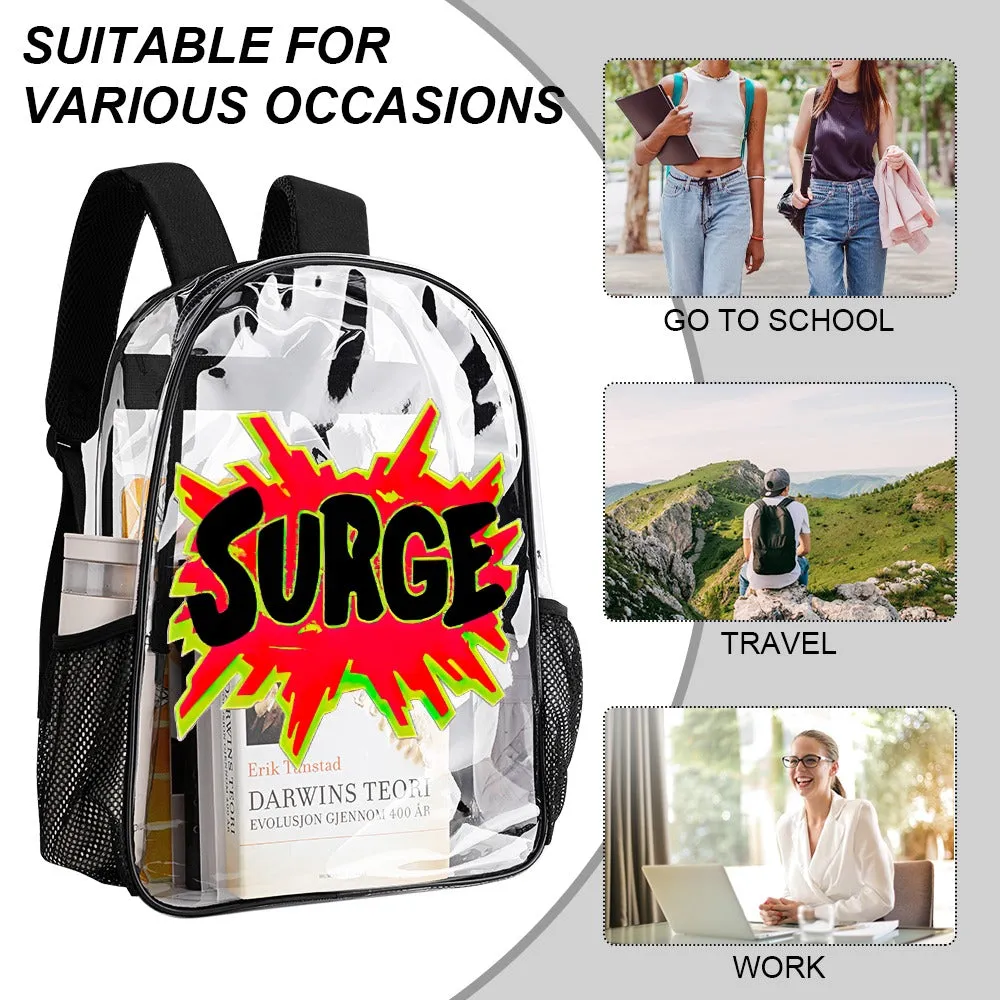 Surge Soda Logo Transparent Backpack 17 Inch