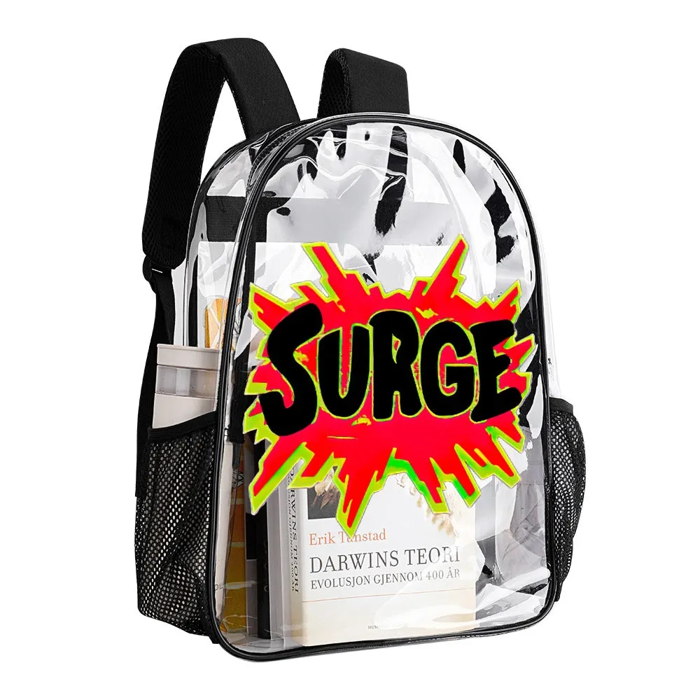 Surge Soda Logo Transparent Backpack 17 Inch
