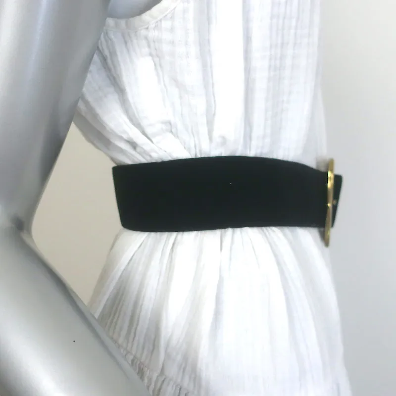 Temperley Wide Waist Belt Black Velvet Size Small