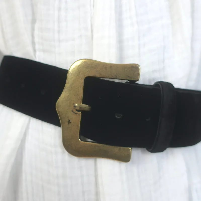 Temperley Wide Waist Belt Black Velvet Size Small