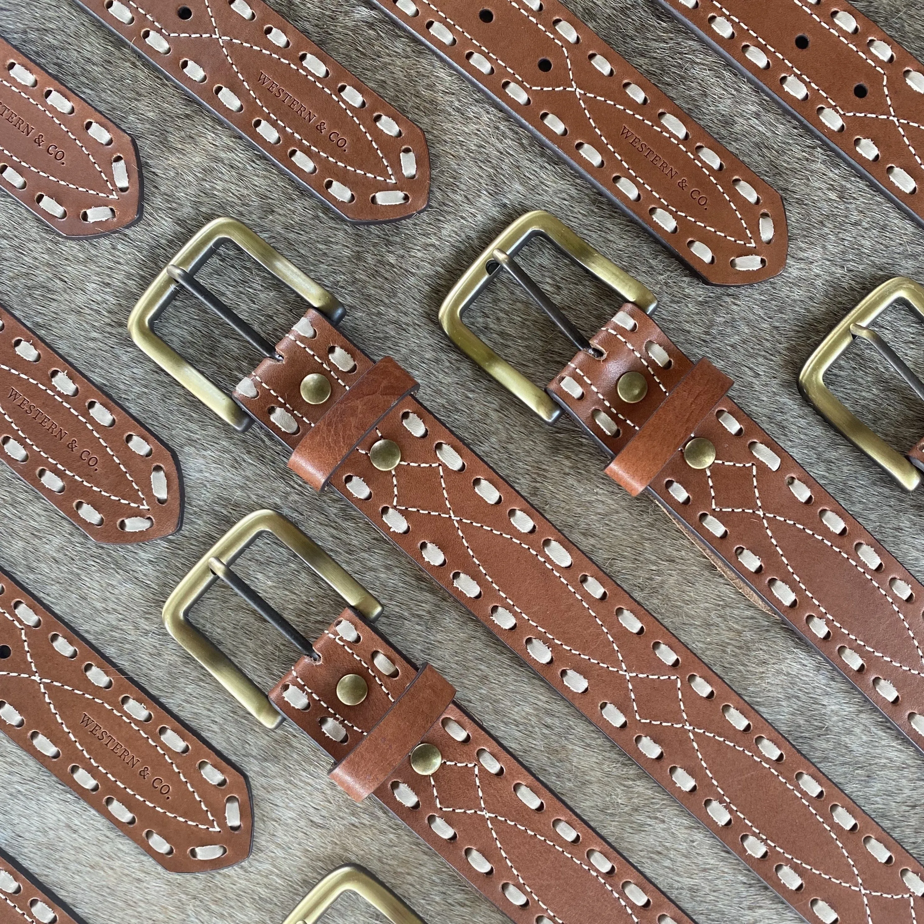 The Classic Buckstitch Belt - Saddle
