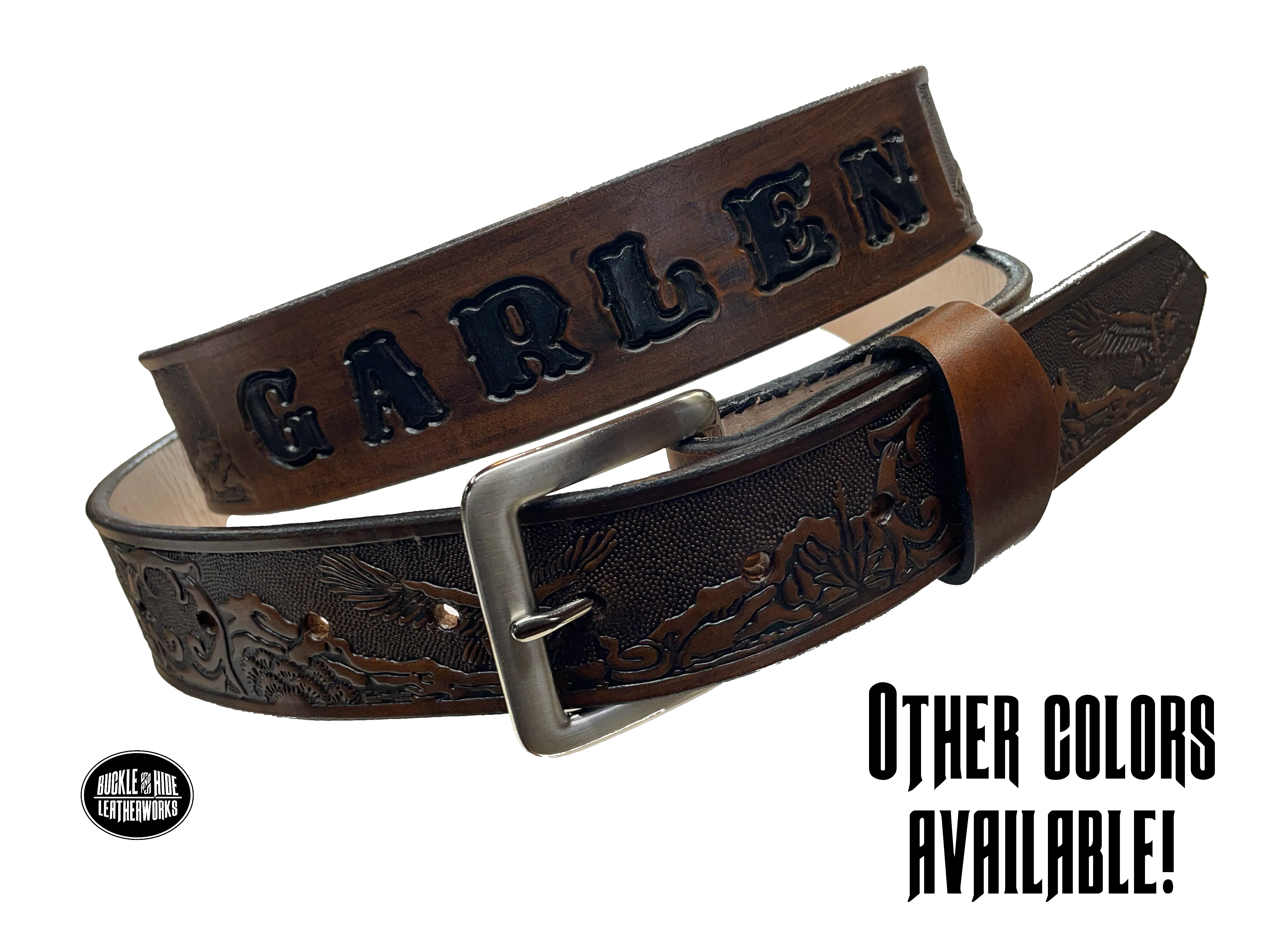 The Eagle Mesa Name Leather Belt