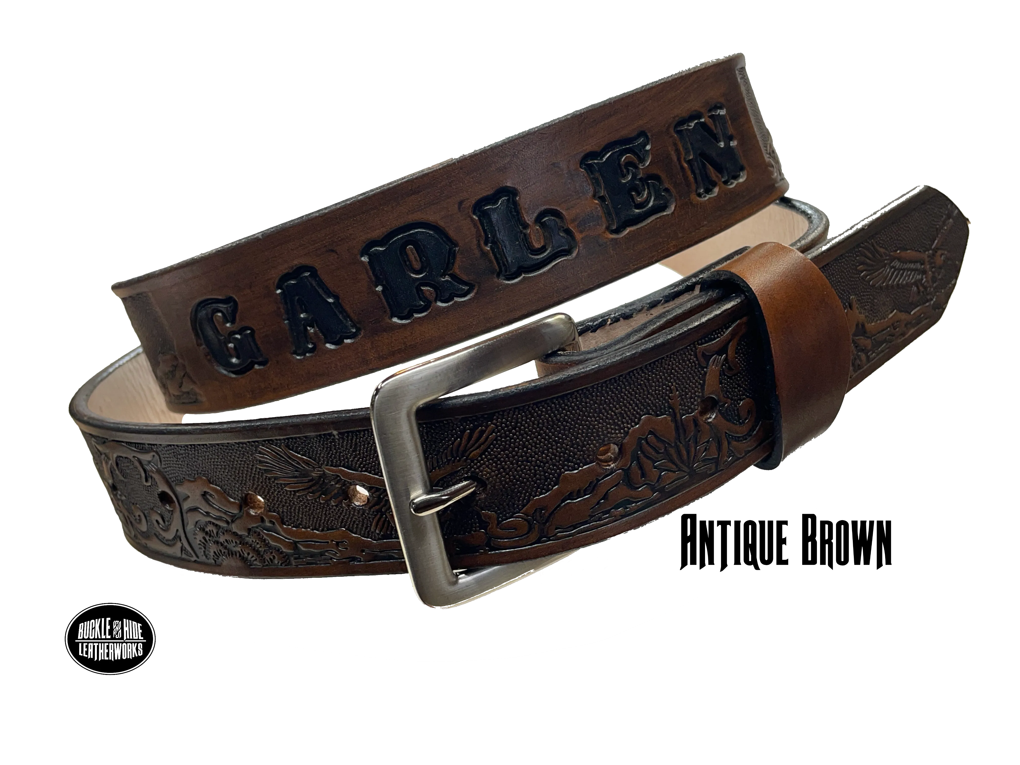 The Eagle Mesa Name Leather Belt