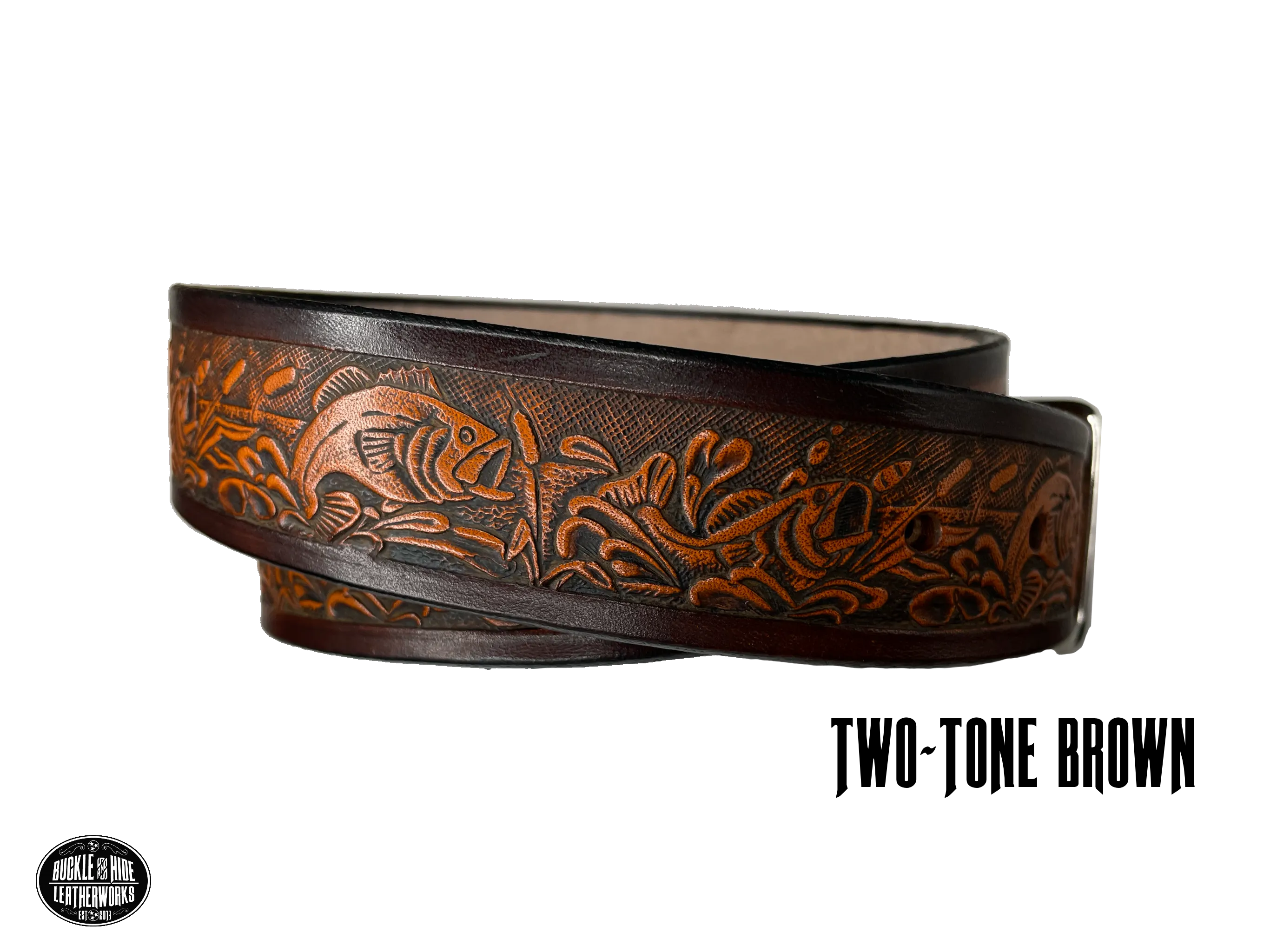 'The Gone Fishin' Name Leather Belt