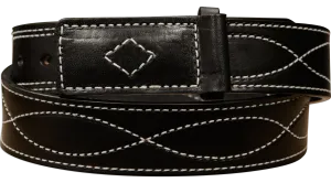 The Pit Boss: Black Figure 8 White Stitched Buckle-less Ball Hook 1.50"