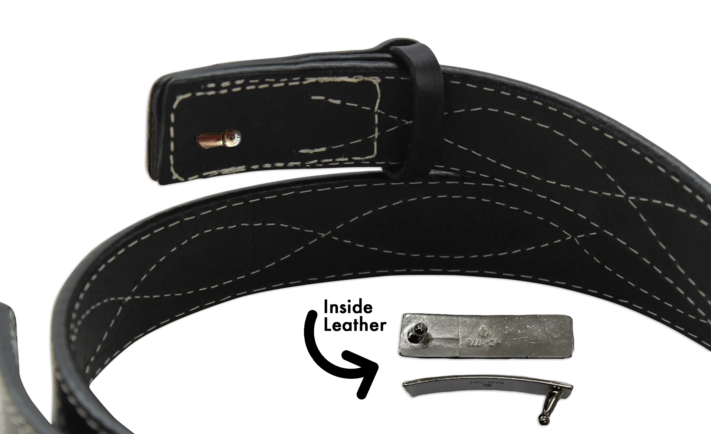 The Pit Boss: Black Figure 8 White Stitched Buckle-less Ball Hook 1.50"