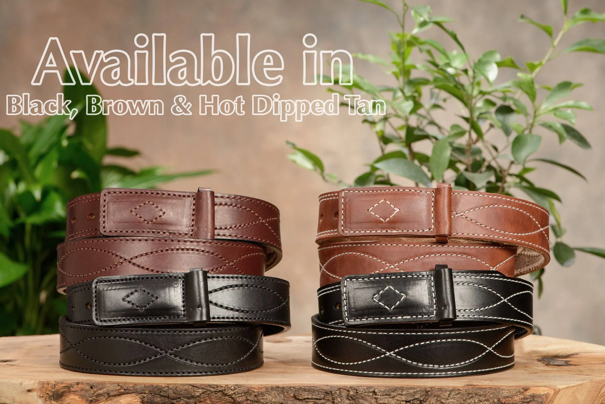 The Pit Boss: Black Figure 8 White Stitched Buckle-less Ball Hook 1.50"
