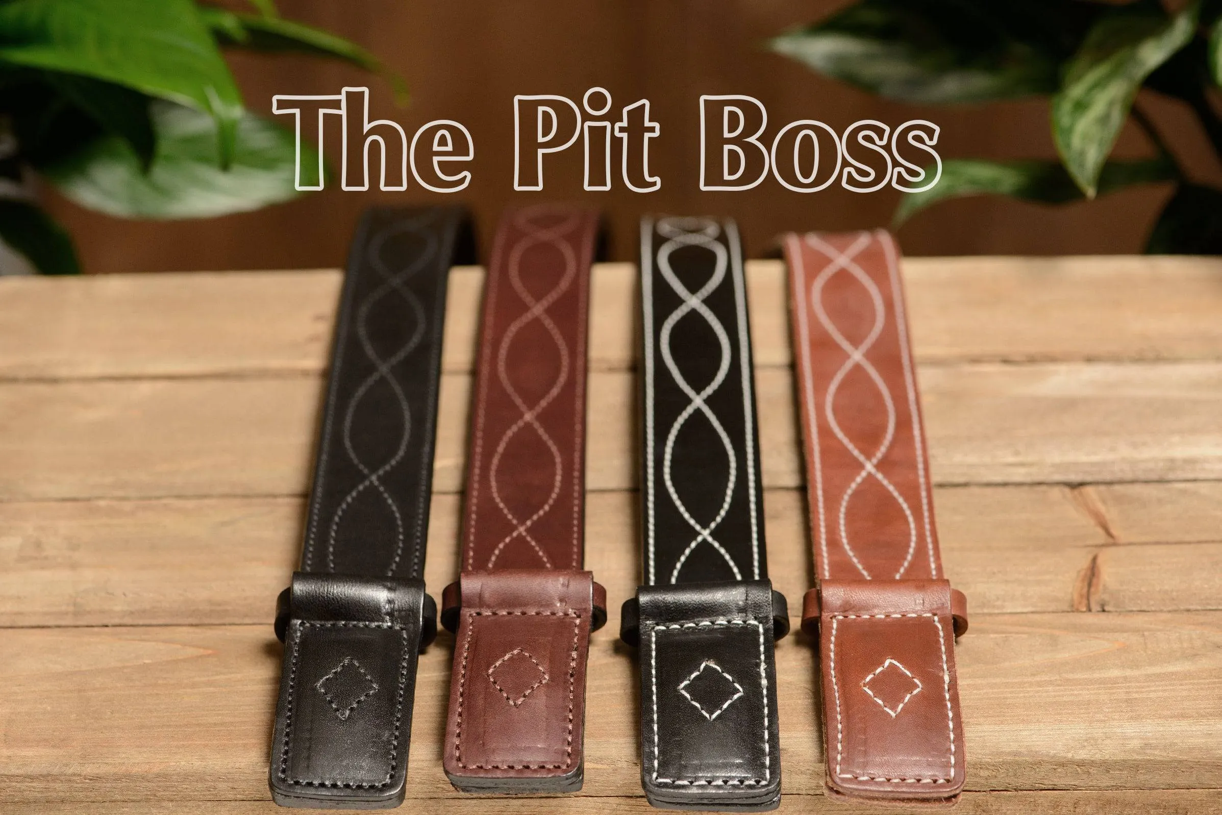 The Pit Boss: Brown Figure 8 Brown Stitched Buckle-less Ball Hook 1.50"