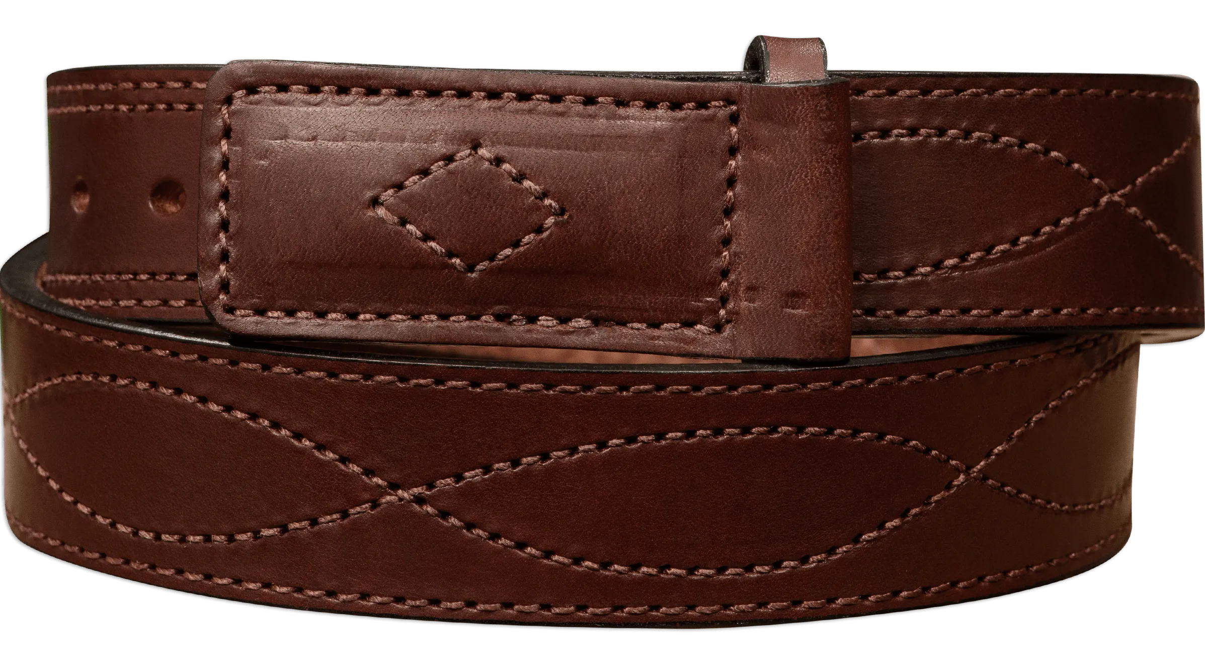 The Pit Boss: Brown Figure 8 Brown Stitched Buckle-less Ball Hook 1.50"