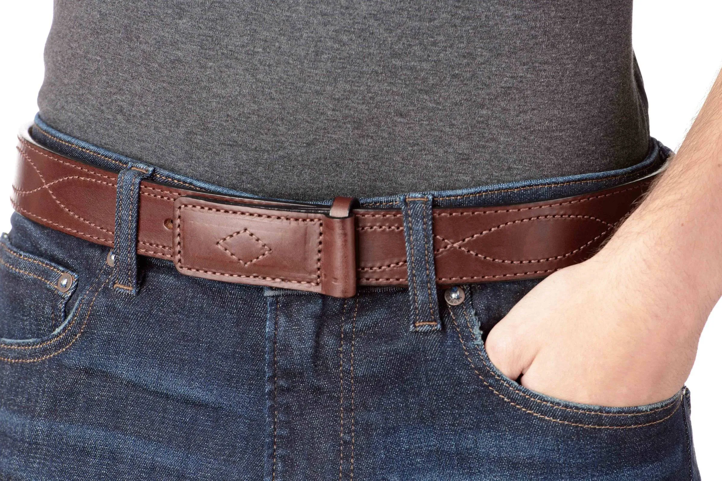 The Pit Boss: Brown Figure 8 Brown Stitched Buckle-less Ball Hook 1.50"
