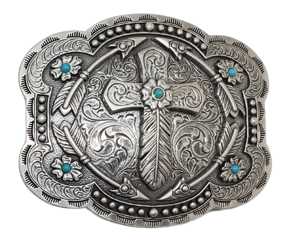 The "Feather Cross" Belt Buckle