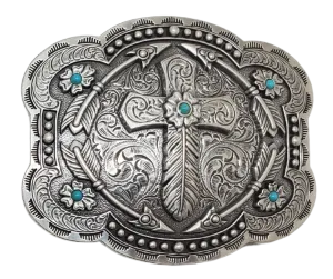 The "Feather Cross" Belt Buckle