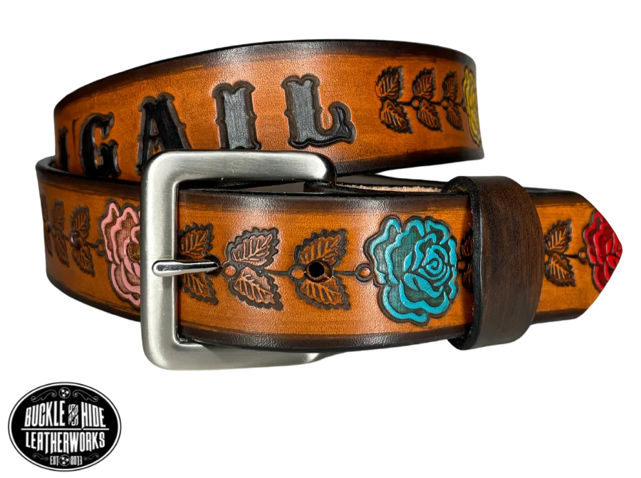 The "Heirloom Rose" Leather Belt
