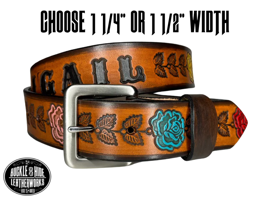 The "Heirloom Rose" Leather Belt
