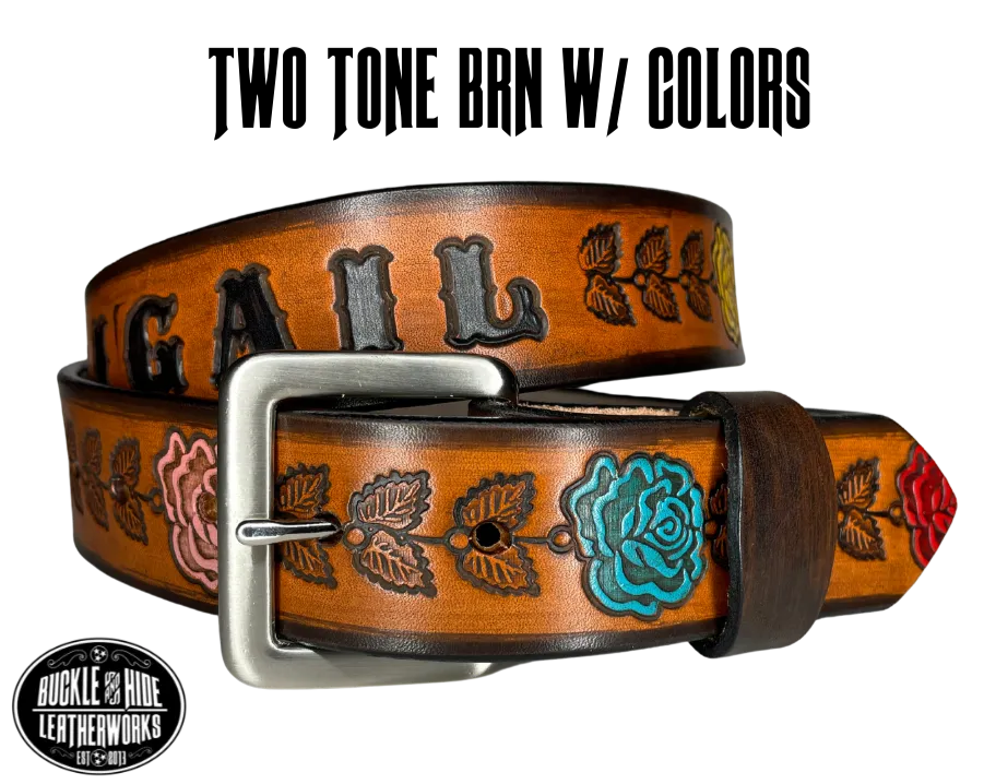 The "Heirloom Rose" Leather Belt