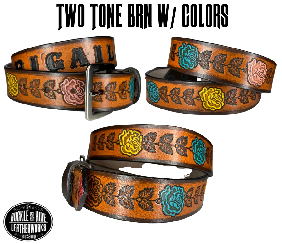 The "Heirloom Rose" Leather Belt
