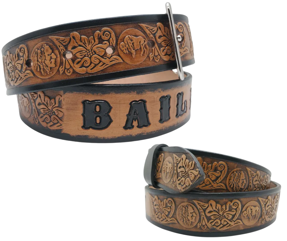 The "Iron Tail" Buffalo Nickel Name Belt