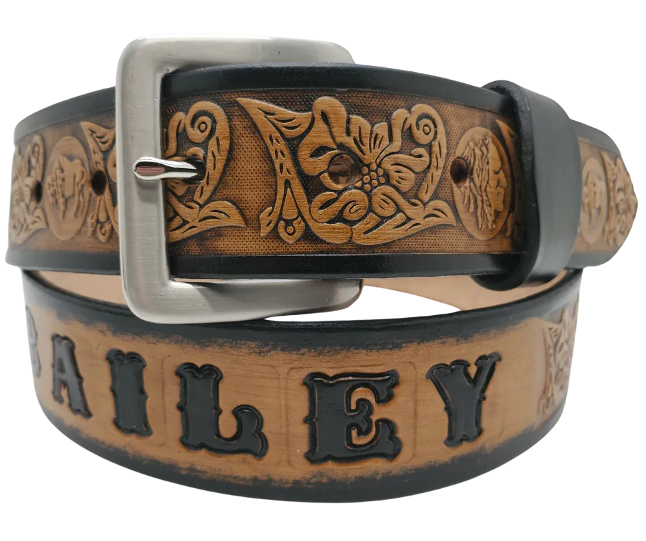 The "Iron Tail" Buffalo Nickel Name Belt