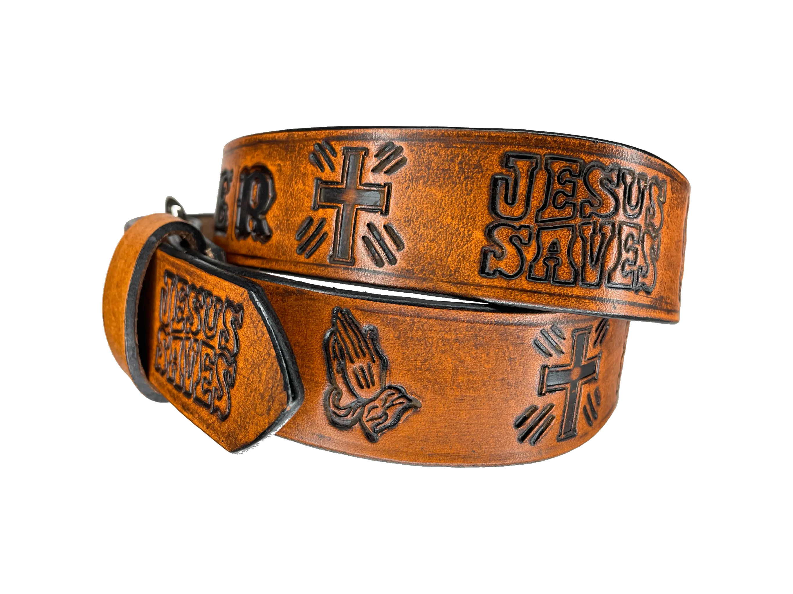 The "Romans 10:9" Name Leather Belt