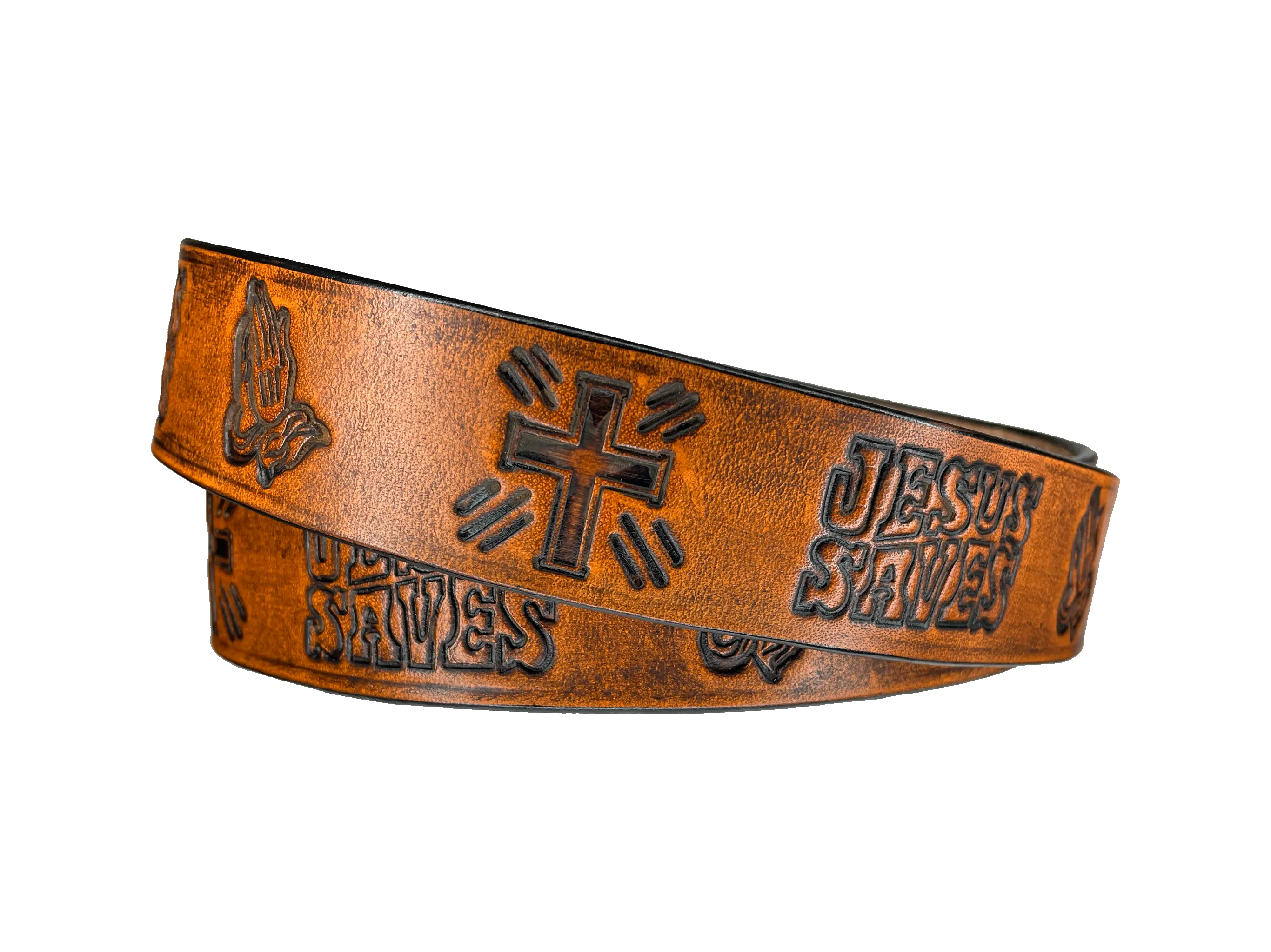 The "Romans 10:9" Name Leather Belt