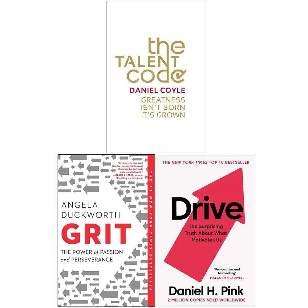 The Talent Code, Grit: The Power of Passion and Perseverance, Drive The Surprising Truth About What Motivates Us 3 Books Collection Set