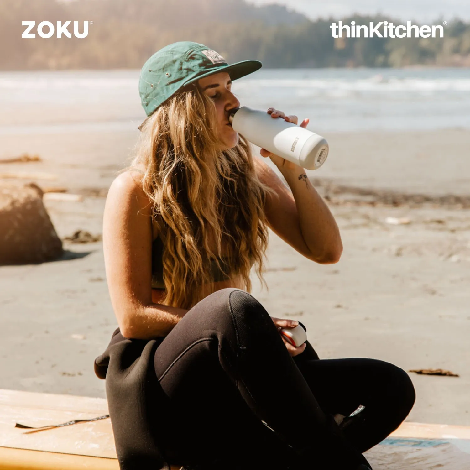 thinKitchen™ Zoku Stainless Steel Bottle, White, 500ml