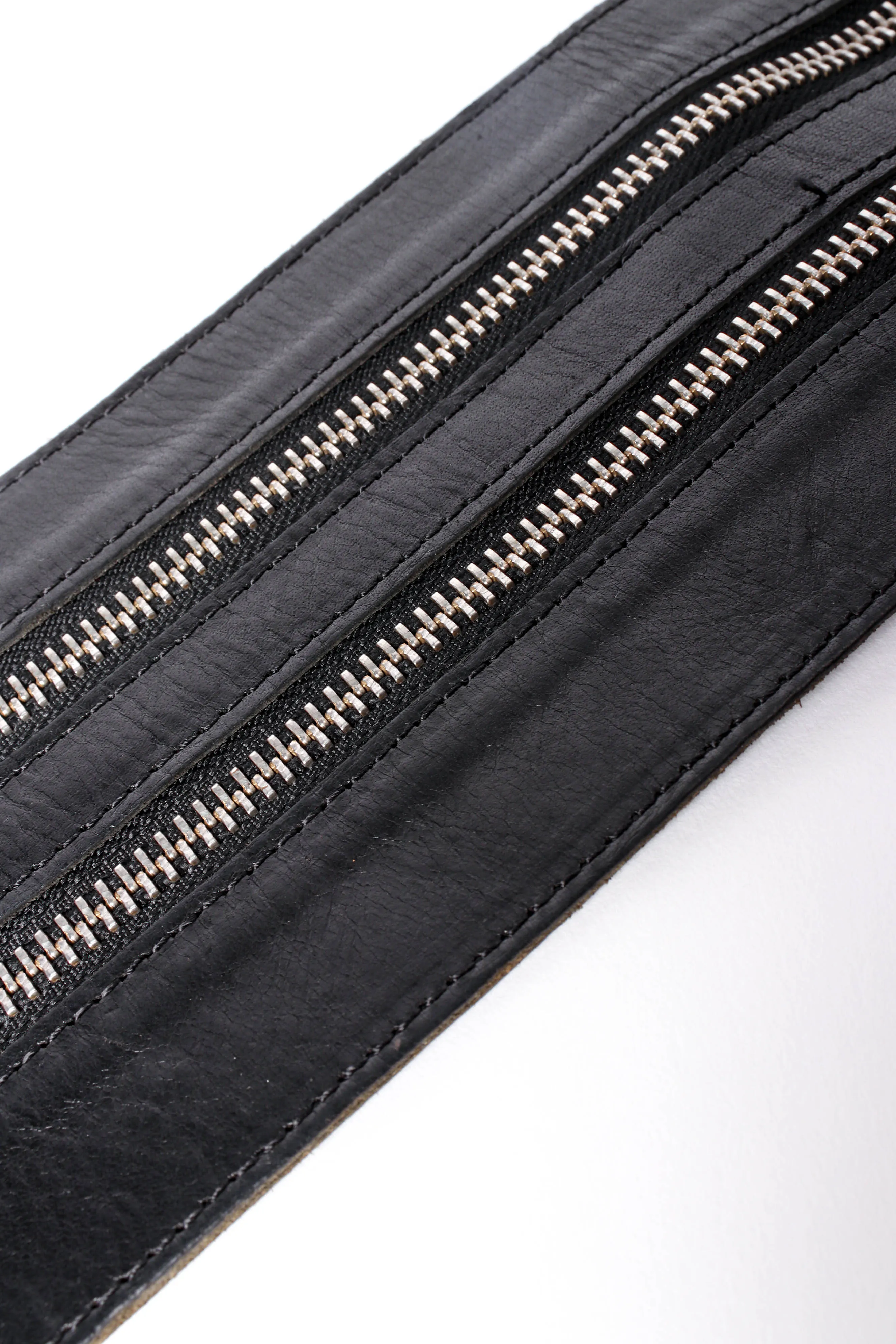 Three-Strand Leather Zipper Belt