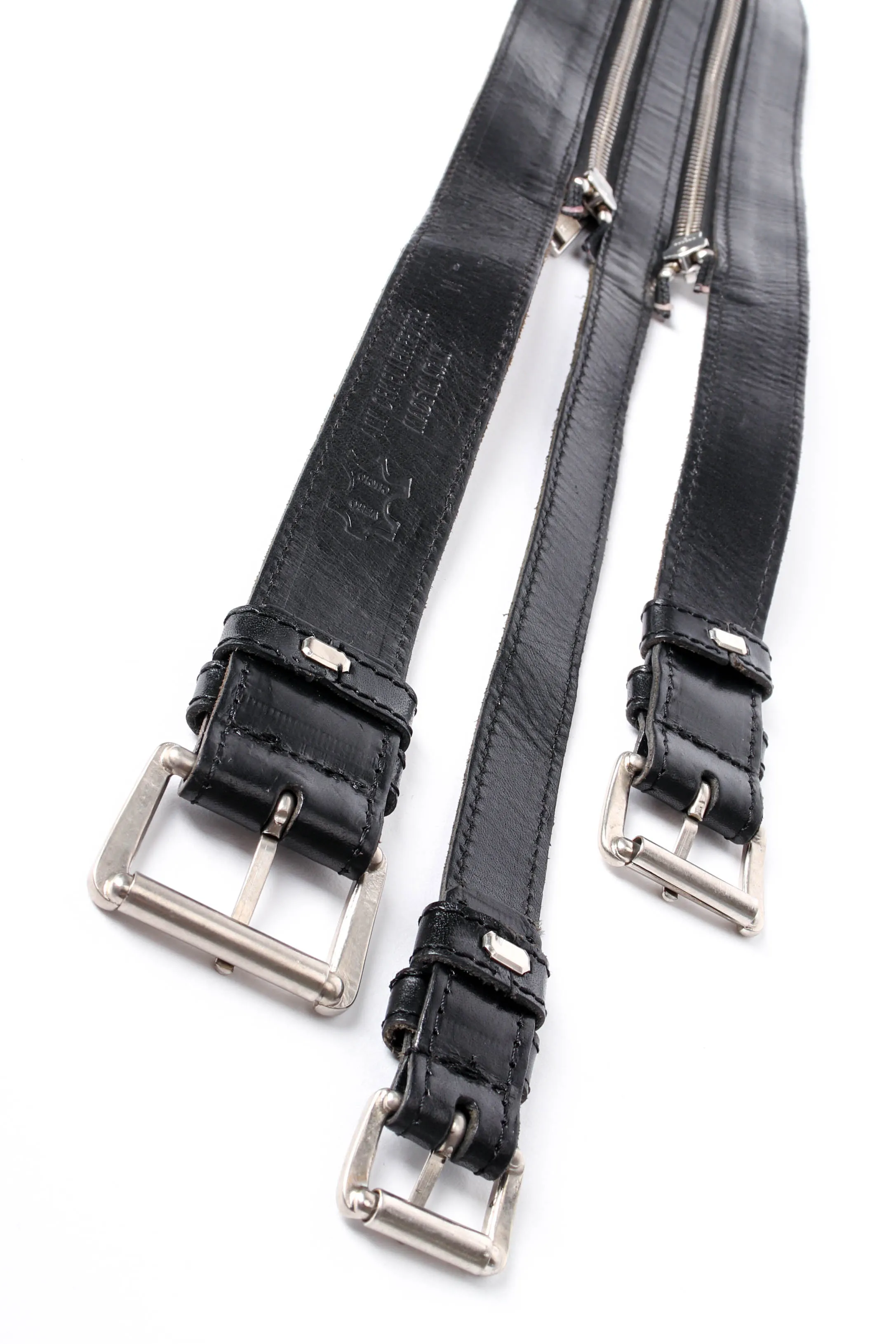 Three-Strand Leather Zipper Belt