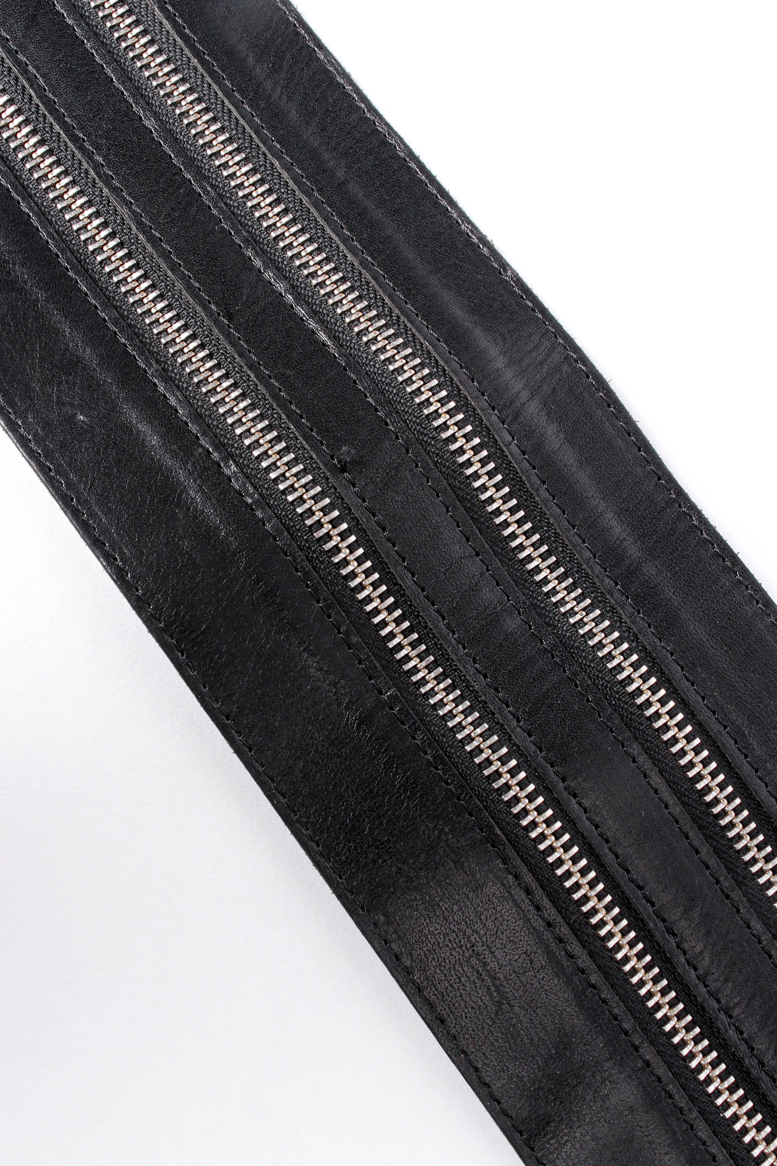 Three-Strand Leather Zipper Belt