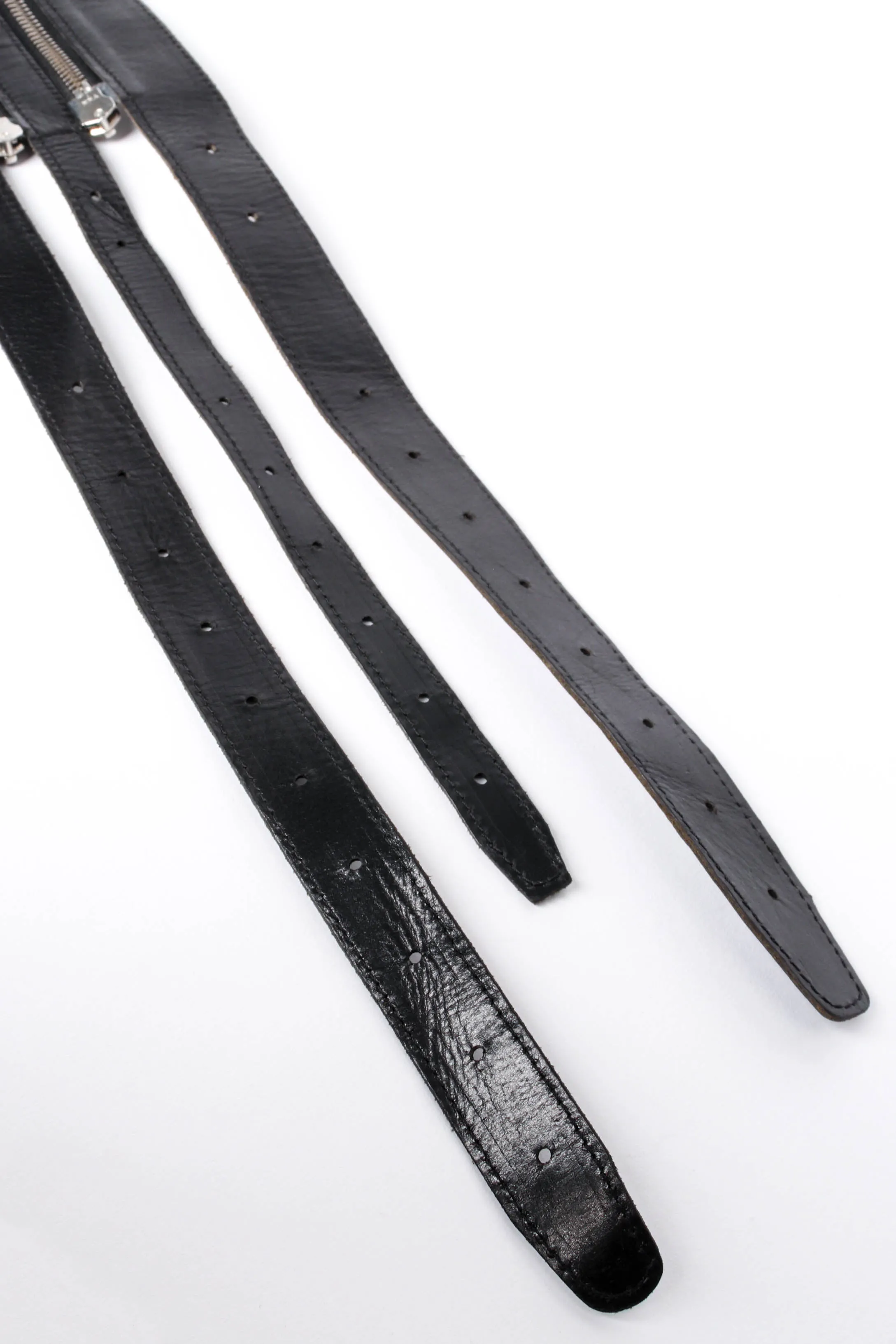Three-Strand Leather Zipper Belt