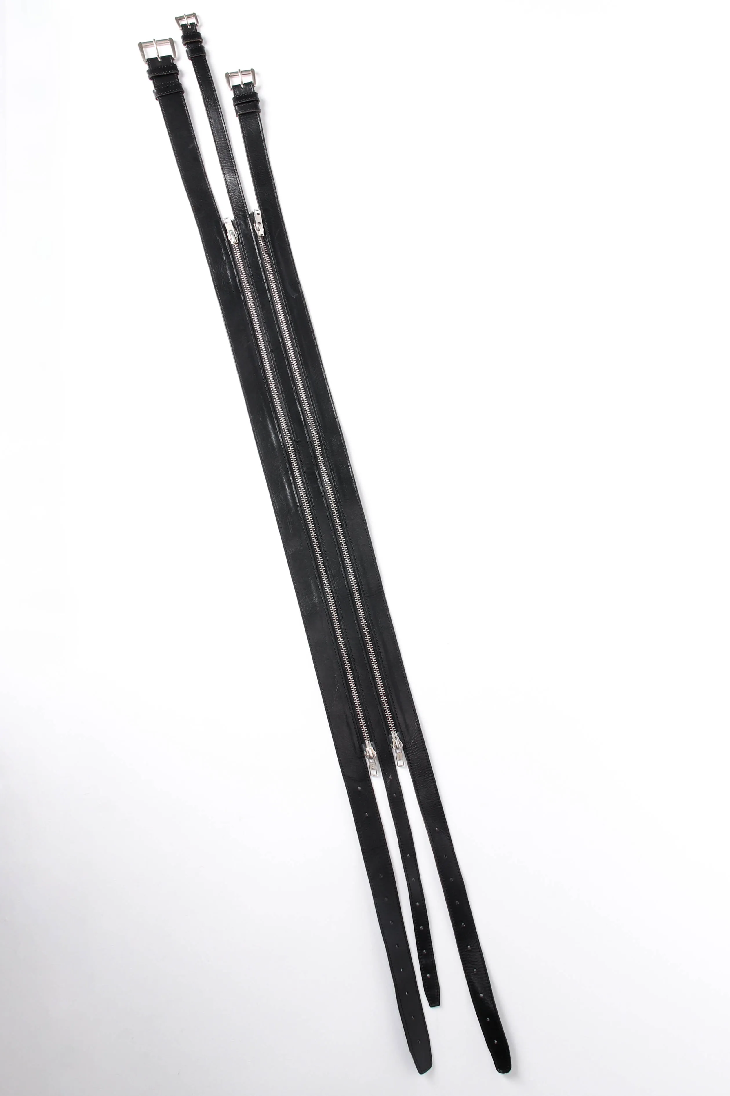 Three-Strand Leather Zipper Belt