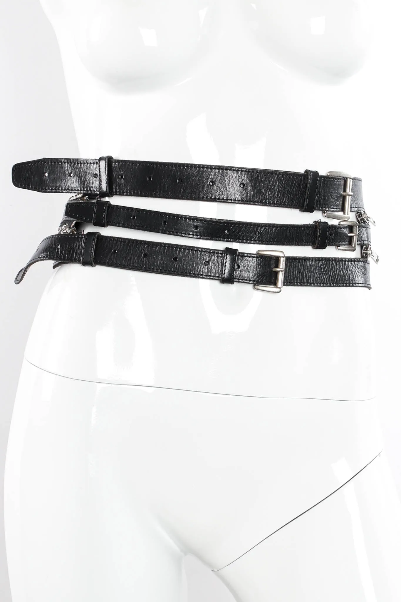 Three-Strand Leather Zipper Belt