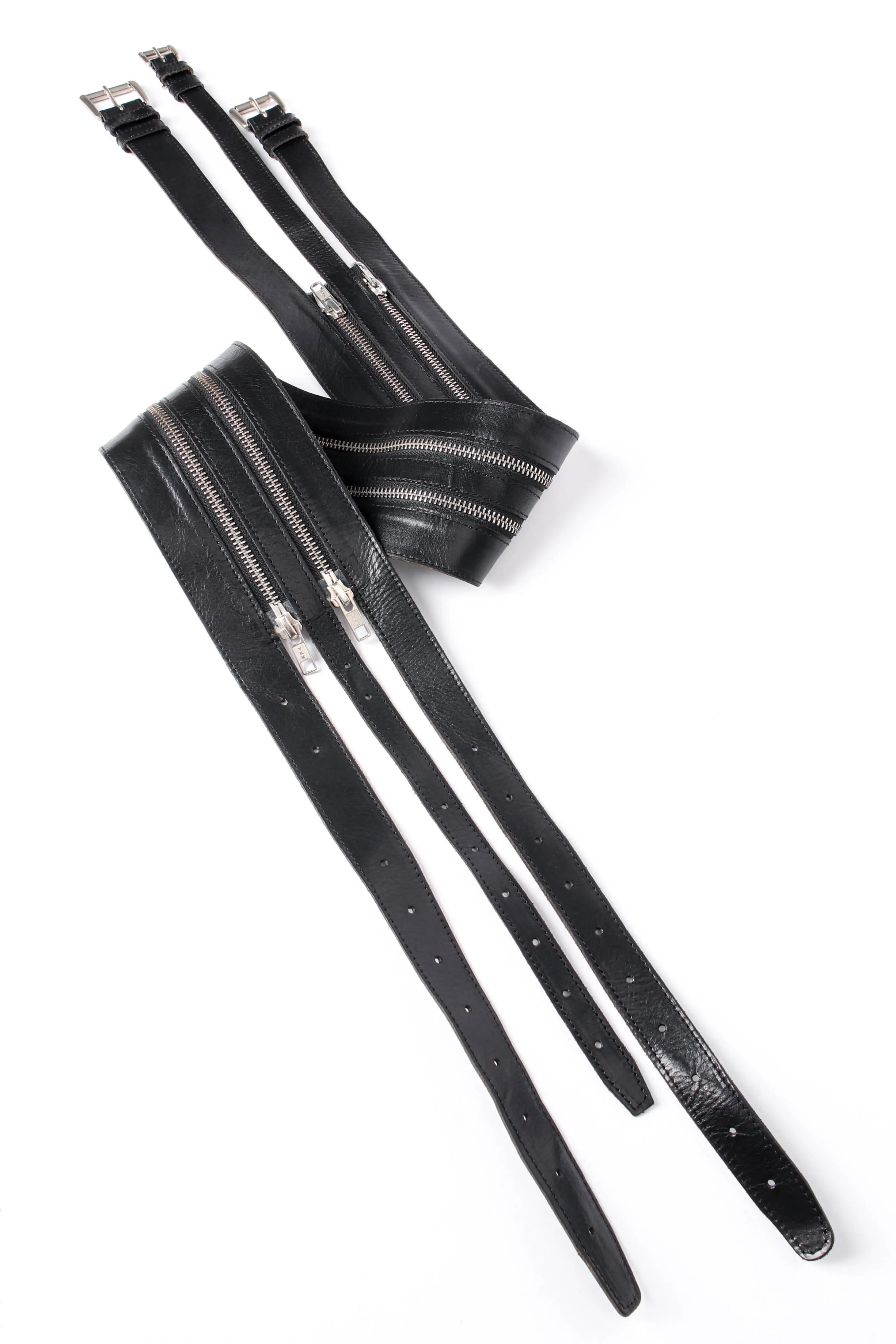 Three-Strand Leather Zipper Belt