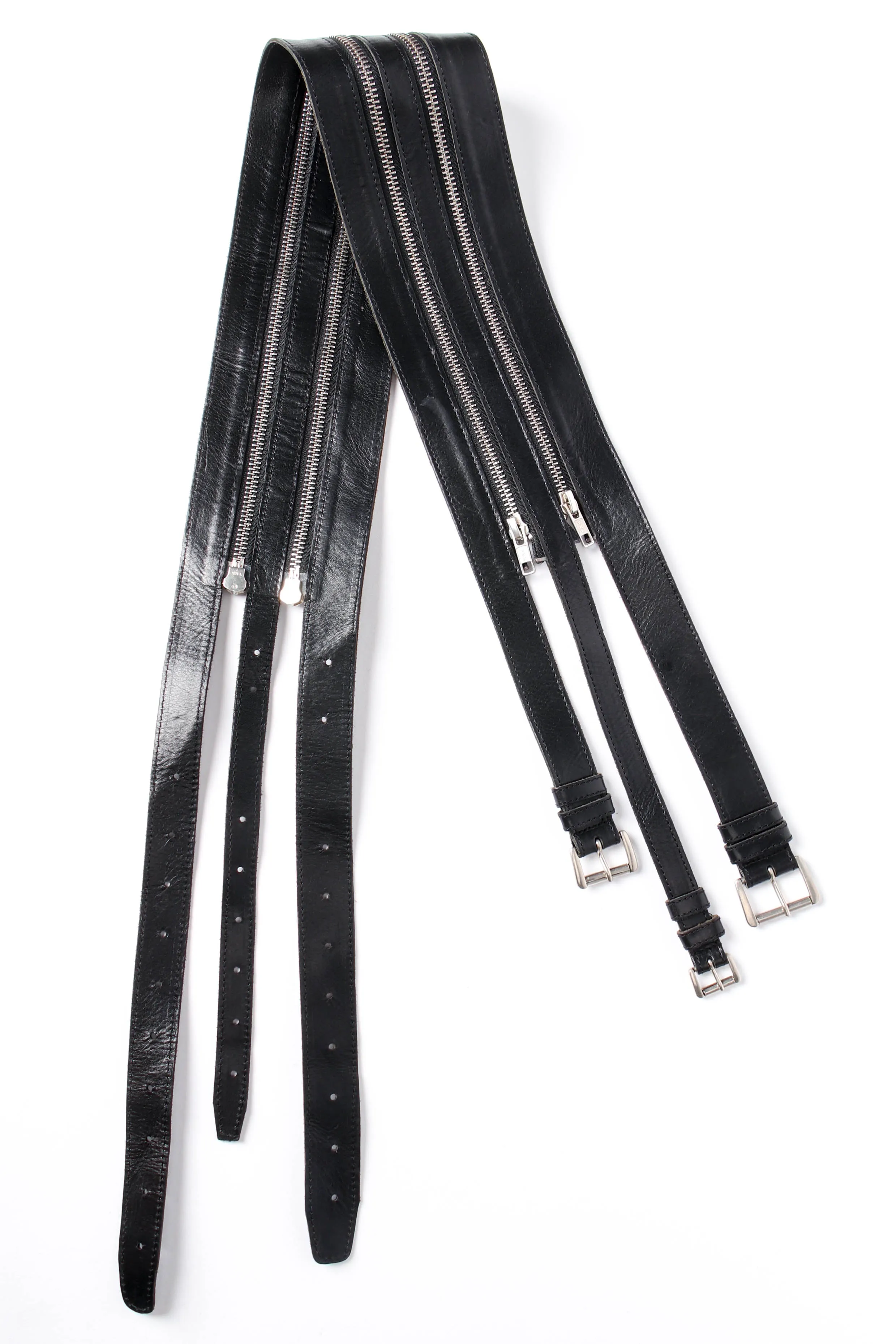 Three-Strand Leather Zipper Belt